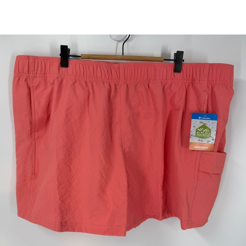 Columbia Womens XXL 4" Seersucker for Summer Shorts Coral Pink‎ Relaxed Fit New